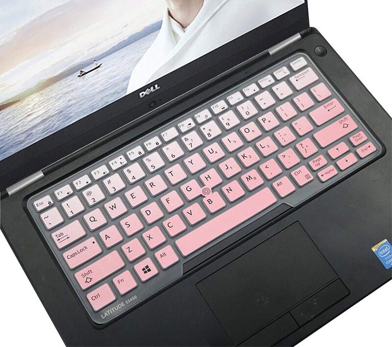 imComor Keyboard Cover Skin for Dell Latitude 5480 5490 7490, Dell 3340 E3340 E7450 E7470 E5450 E5470 E5491 E7480 Laptop Silicone Keyboard Cover Keyboard Protector, Ombre Pink (US Layout, with Pointing) - Image 1